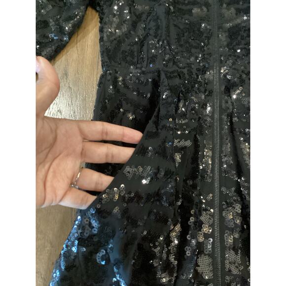 Theory Silk & Sequin Abree E Black Embellished Zip Front silk mini Dress 0 - Picture 12 of 13